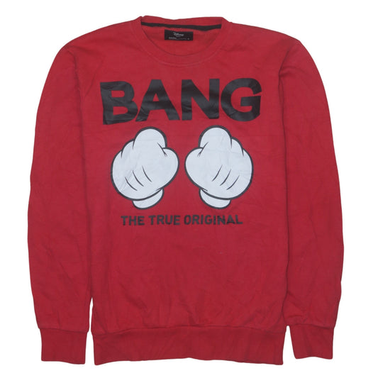 Disney Women Red Pullover Sweatshirt Small Graphic Print Cotton