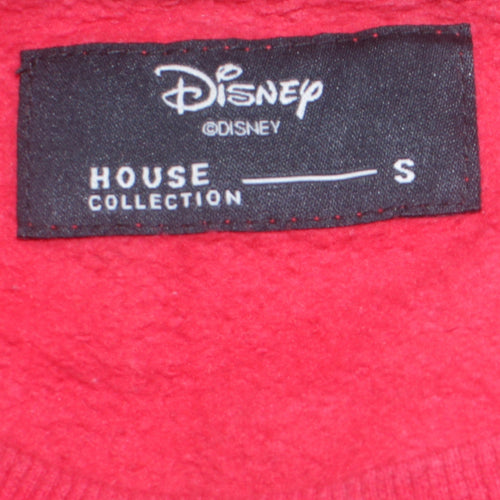 Disney Women Red Pullover Sweatshirt Small Graphic Print Cotton