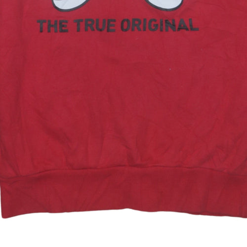 Disney Women Red Pullover Sweatshirt Small Graphic Print Cotton