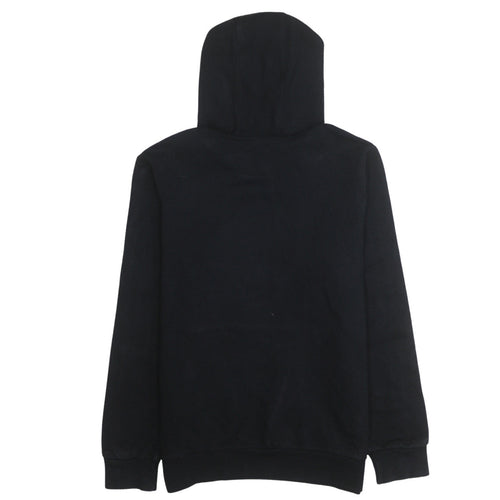 Adidas Boys Black 13-14 Years Pullover Hoodie with Logo Print