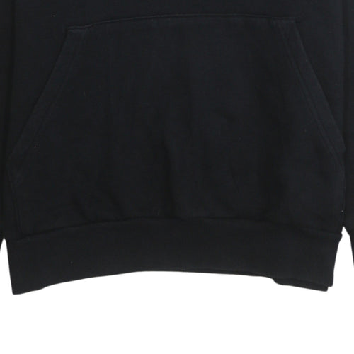 Adidas Boys Black 13-14 Years Pullover Hoodie with Logo Print