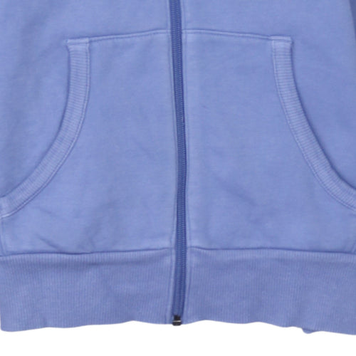 Puma Women Blue Full Zip Hoodie UK 12 Cotton Blend Casual