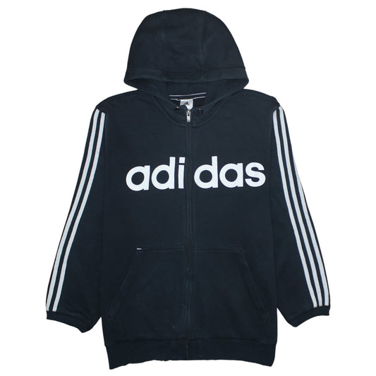 Adidas Men's Black Full Zip Logo Hoodie Size L