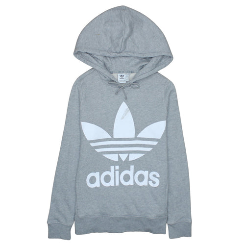 Adidas Women’s Grey Hooded Pullover Sweatshirt Size 4 Logo Print