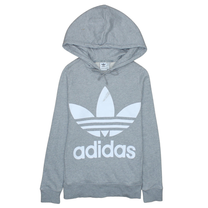 Adidas Women’s Grey Hooded Pullover Sweatshirt Size 4 Logo Print