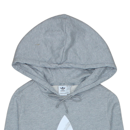 Adidas Women’s Grey Hooded Pullover Sweatshirt Size 4 Logo Print