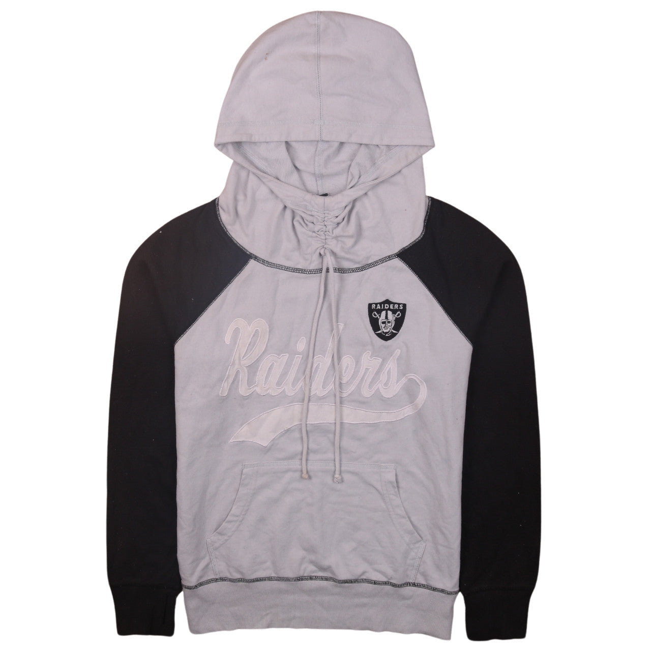 NFL Team Apparel Raiders Grey Black Men's L Pullover Hoodie