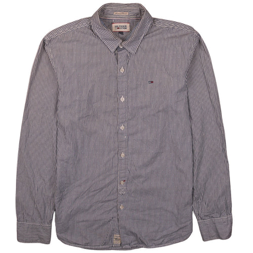 Tommy Hilfiger Men’s Blue Striped Button-Down Long Sleeve Cotton Shirt M