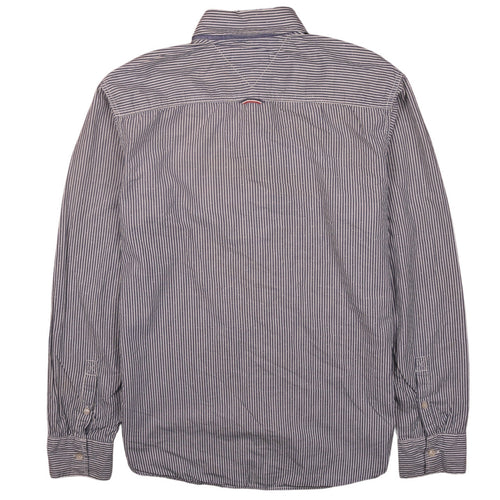 Tommy Hilfiger Men’s Blue Striped Button-Down Long Sleeve Cotton Shirt M