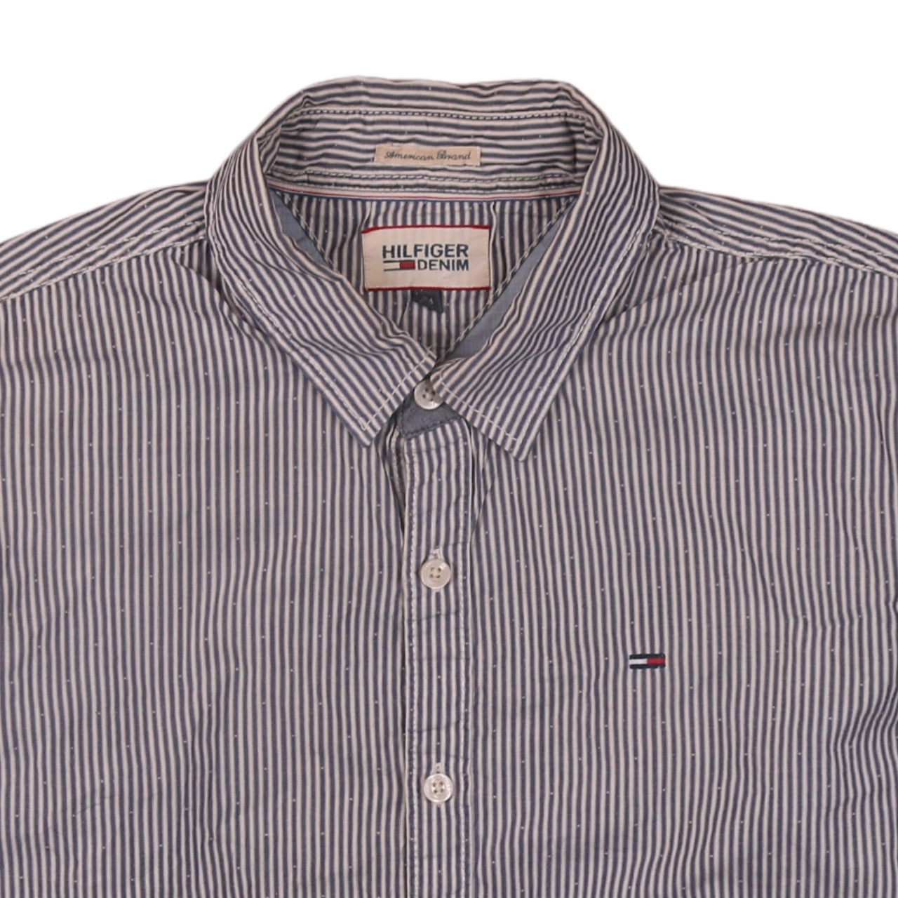 Tommy Hilfiger Men’s Blue Striped Button-Down Long Sleeve Cotton Shirt M