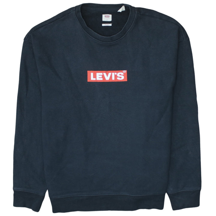 Levi's Men's Black Relaxed Fit Crew Neck Logo Sweatshirt M