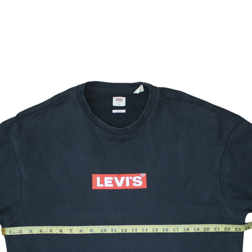 Levi's Men's Black Relaxed Fit Crew Neck Logo Sweatshirt M