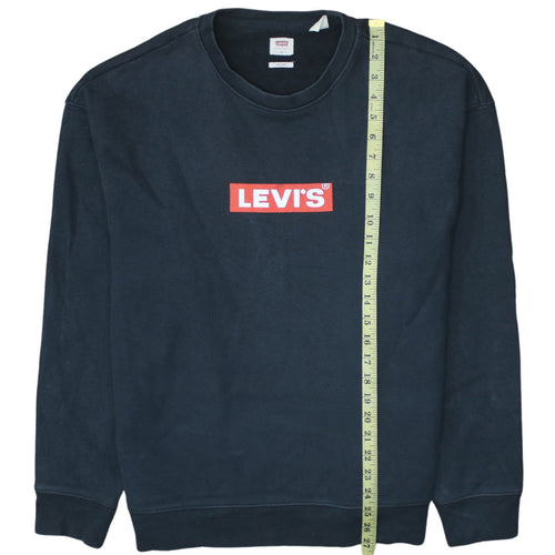 Levi's Men's Black Relaxed Fit Crew Neck Logo Sweatshirt M