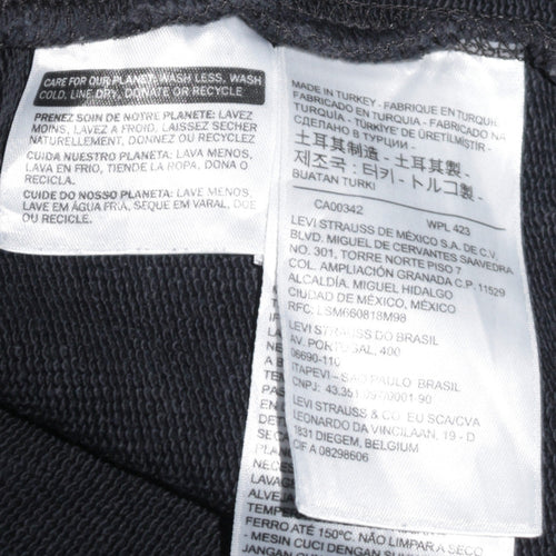 Levi's Men's Black Relaxed Fit Crew Neck Logo Sweatshirt M