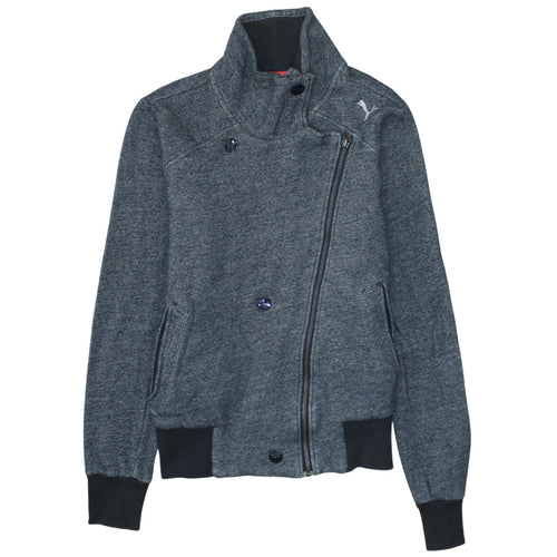Puma Women's Grey Full Zip Sweatshirt Hoodie Size 12 Cotton Blend
