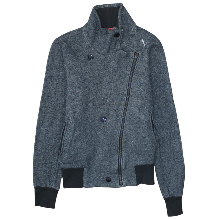 Puma Women's Grey Full Zip Sweatshirt Hoodie Size 12 Cotton Blend