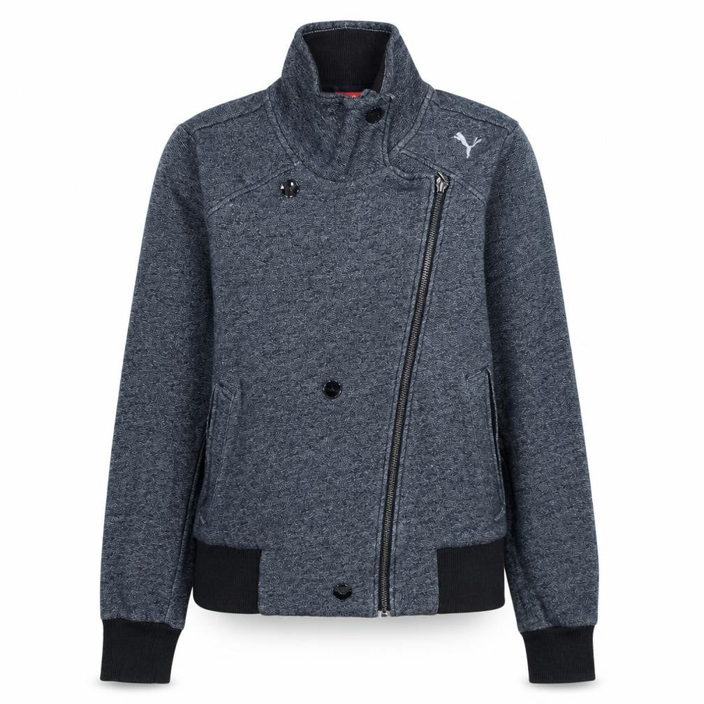 Puma Women's Grey Full Zip Sweatshirt Hoodie Size 12 Cotton Blend