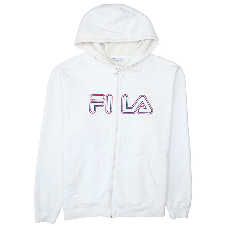 FILA Mens White Full Zip Hoodie XL Logo Sportswear