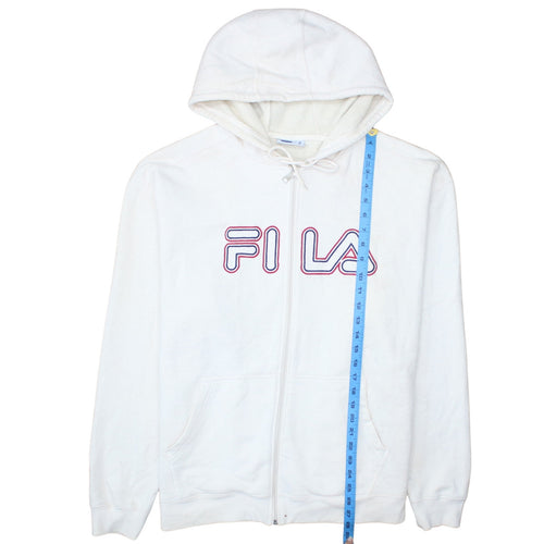 FILA Mens White Full Zip Hoodie XL Logo Sportswear
