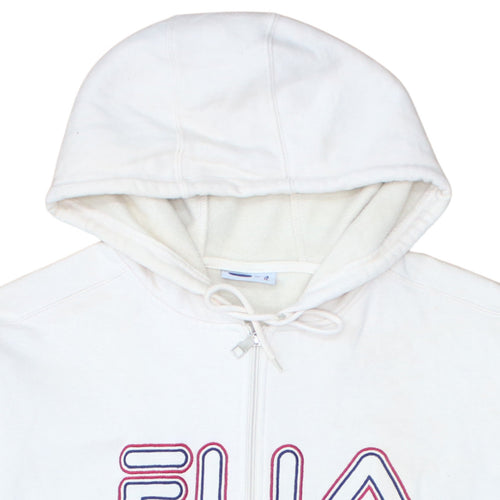 FILA Mens White Full Zip Hoodie XL Logo Sportswear