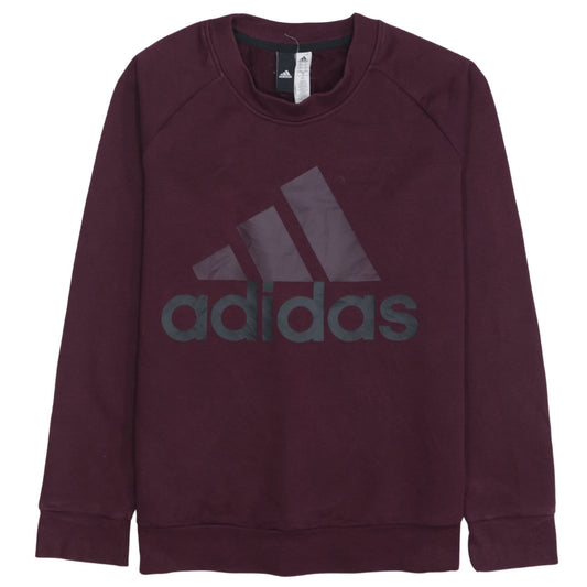 Adidas Women Burgundy Logo Pullover Sweatshirt Size L 16-18