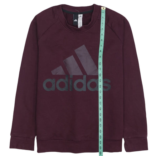 Adidas Women Burgundy Logo Pullover Sweatshirt Size L 16-18