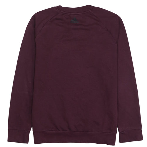 Adidas Women Burgundy Logo Pullover Sweatshirt Size L 16-18