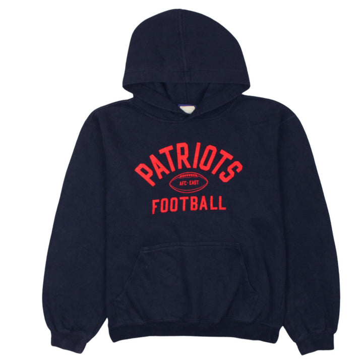 Reebok Boys Navy Patriots Football Pullover Hoodie L 14-16 Cotton Blend