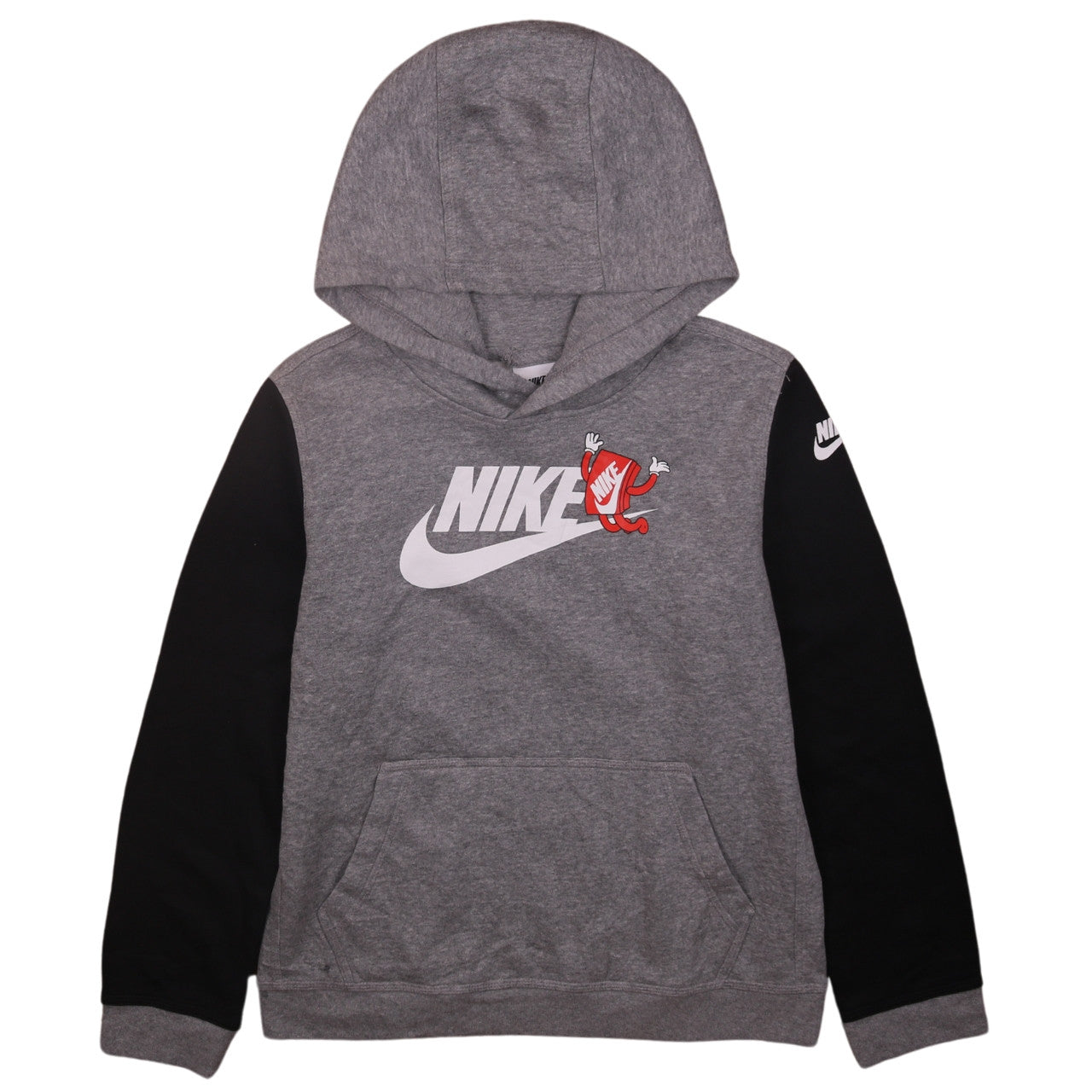 Nike Boys Grey & Black Pullover Hoodie Size L Graphic Print Sweatshirt