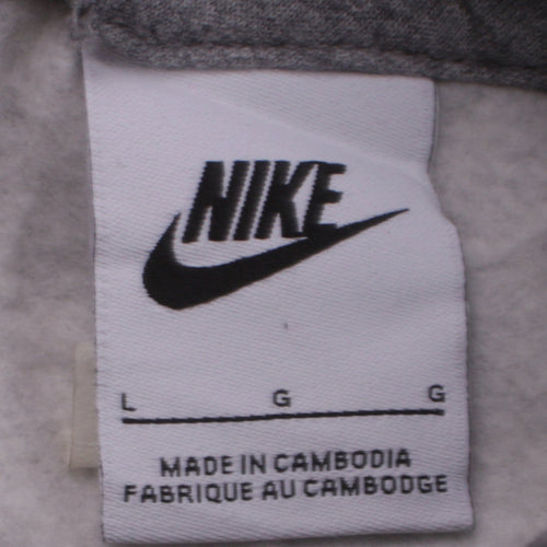 Nike Boys Grey & Black Pullover Hoodie Size L Graphic Print Sweatshirt