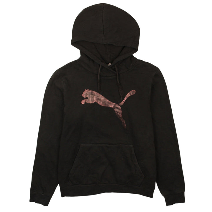 Puma Women's Black Pullover Hoodie Size 14 Logo Sweatshirt