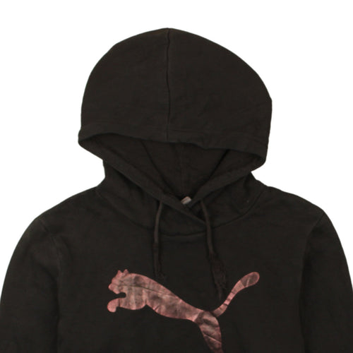 Puma Women's Black Pullover Hoodie Size 14 Logo Sweatshirt