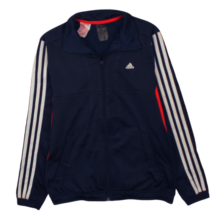 Adidas Boys Navy Full Zip Sweatshirt with White Stripes Size M