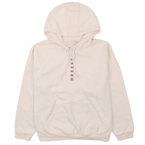 Adidas Women’s Beige Pullover Hoodie Size 10 Relaxed Fit Fleece