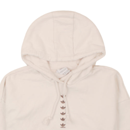 Adidas Women’s Beige Pullover Hoodie Size 10 Relaxed Fit Fleece