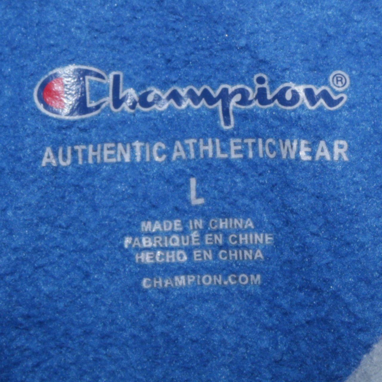 Champion Womens Blue Pullover Hoodie L Logo Graphic Cotton Blend
