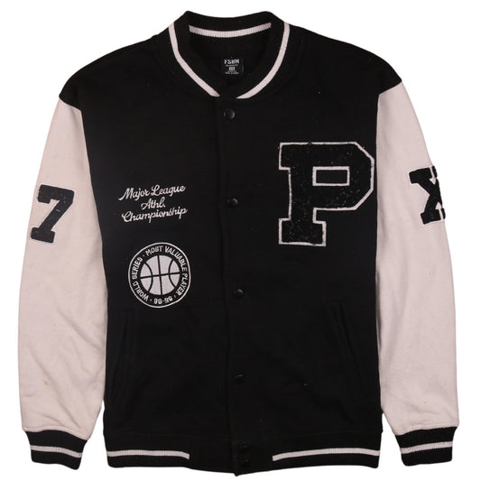 FSBN Men's Black XS Varsity Baseball Jacket Relaxed Fit