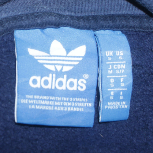 adidas Men's Blue Small Pullover Hoodie with Logo Print
