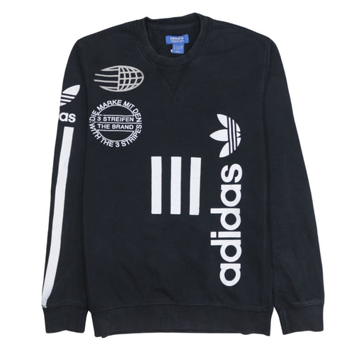 Adidas Men's Black Graphic Logo Crew Neck Sweatshirt Size S