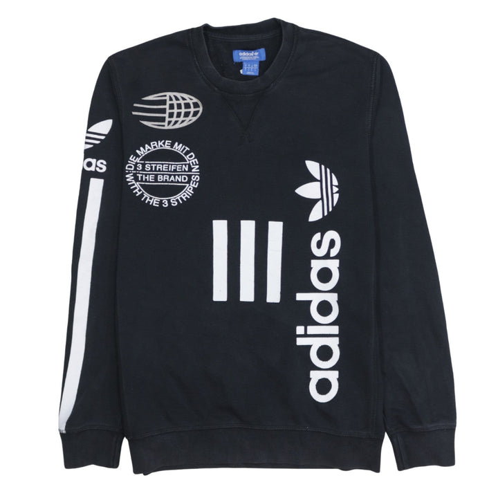 Adidas Men's Black Graphic Logo Crew Neck Sweatshirt Size S