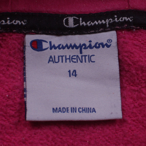 Champion Womens Pink Pullover Hoodie Size 14 Graphic Print