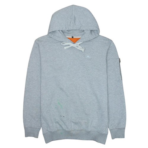 Alpha Industries Men's Grey 2XL Pullover Hoodie with Zip Pocket