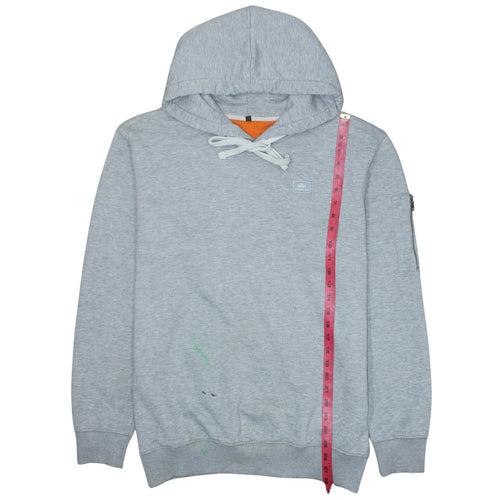 Alpha Industries Men's Grey 2XL Pullover Hoodie with Zip Pocket