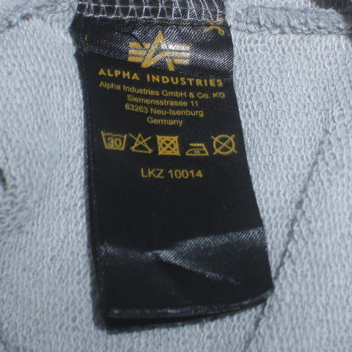 Alpha Industries Men's Grey 2XL Pullover Hoodie with Zip Pocket