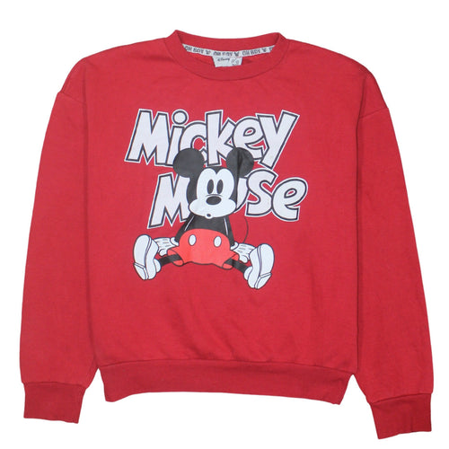 Disney Women's Red Mickey Mouse Pullover Sweatshirt Size 10/12