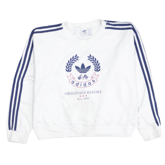 Adidas Womens White Originals Resort Crew Neck Sweatshirt UK 8