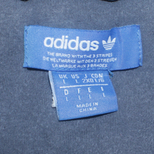 Adidas Mens Blue Full Zip Hoodie L Regular Fit Sportswear