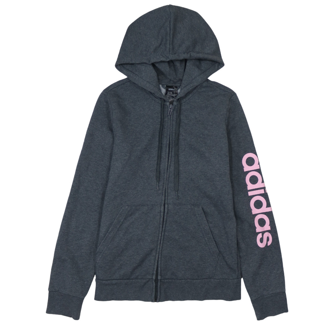 Adidas Women’s Charcoal Full Zip Hoodie M 12-14 Pink Logo