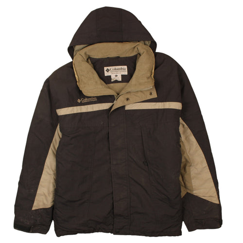 Columbia Men's Brown Beige Hooded Parka Jacket XXL Waterproof Lined
