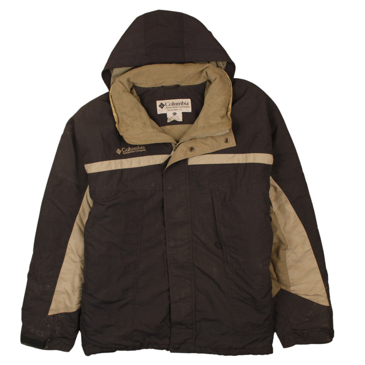 Columbia Men's Brown Beige Hooded Parka Jacket XXL Waterproof Lined